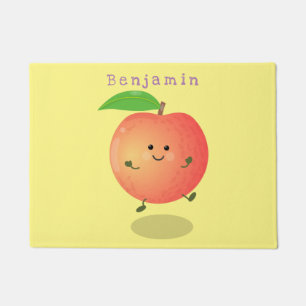 Cute happy peach yellow cartoon doormat