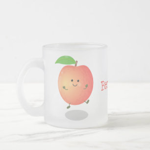 Cute happy peach yellow cartoon frosted glass coffee mug