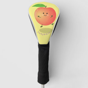 Cute happy peach yellow cartoon golf head cover