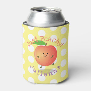 Cute happy peach yellow cartoon illustration can cooler