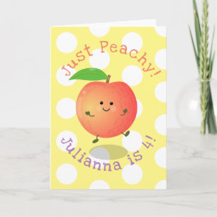 Cute happy peach yellow cartoon illustration card