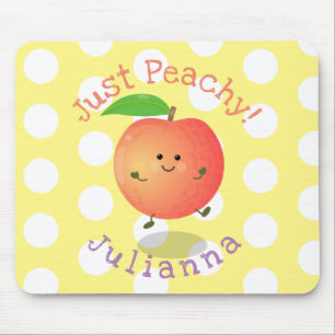 Cute happy peach yellow cartoon illustration mouse mat