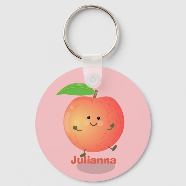 Cute happy peach yellow cartoon key ring (Front)