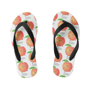 Cute happy peach yellow cartoon kid's flip flops