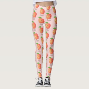 Cute happy peach yellow cartoon leggings