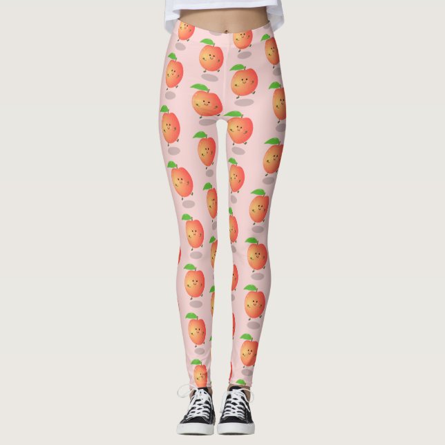 Cute happy peach yellow cartoon leggings (Front)