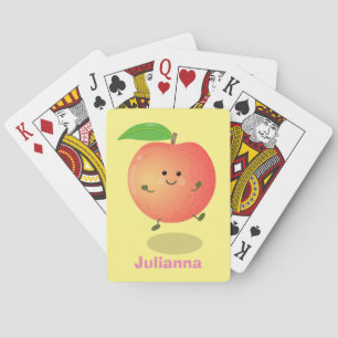 Cute happy peach yellow cartoon playing cards