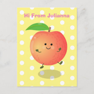 Cute happy peach yellow cartoon postcard