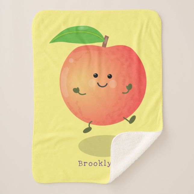 Cute happy peach yellow cartoon sherpa blanket (Front)