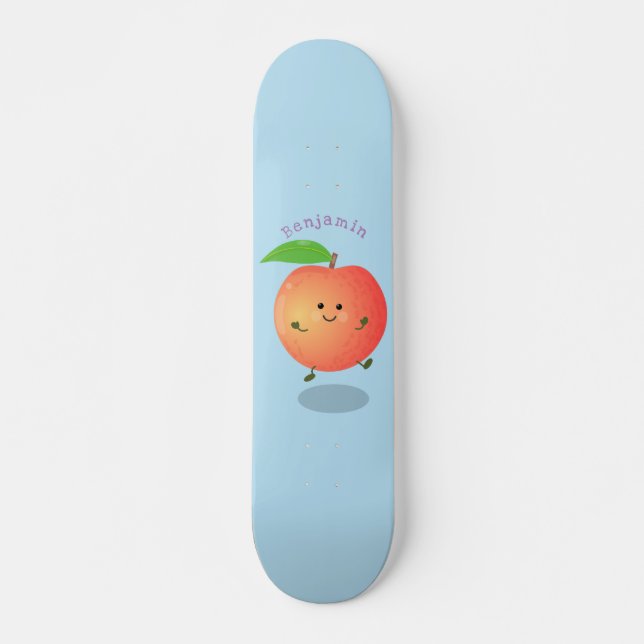 Cute happy peach yellow cartoon skateboard (Front)