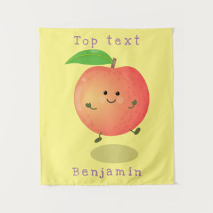 Cute happy peach yellow cartoon tapestry