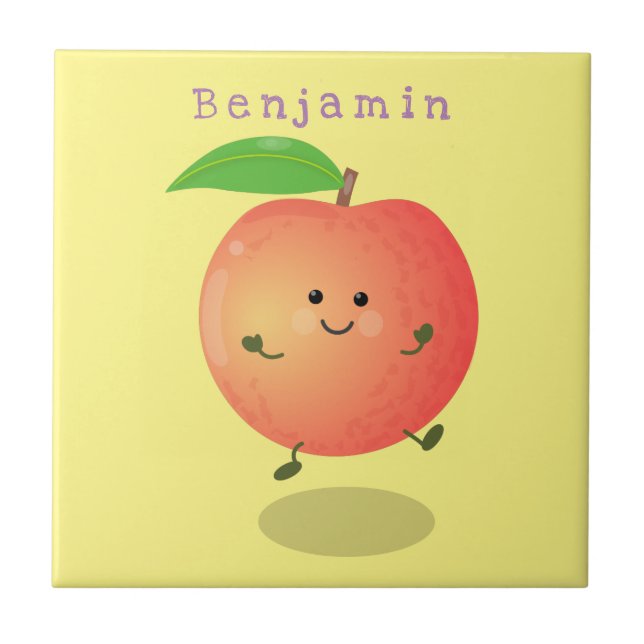 Cute happy peach yellow cartoon tile (Front)