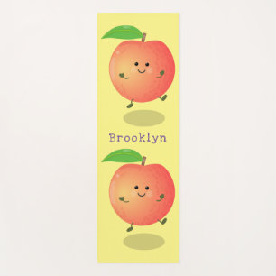 Cute happy peach yellow cartoon yoga mat