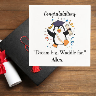 Cute Happy Penguin Graduation Party Napkin