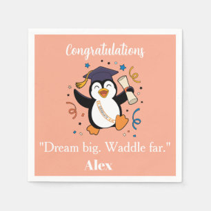 Cute Happy Penguin Graduation Party Napkin
