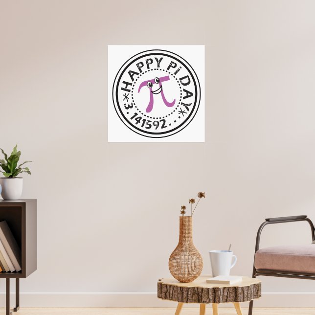 Cute Happy Pi Day © - Funny Pi Poster (Living Room 3)
