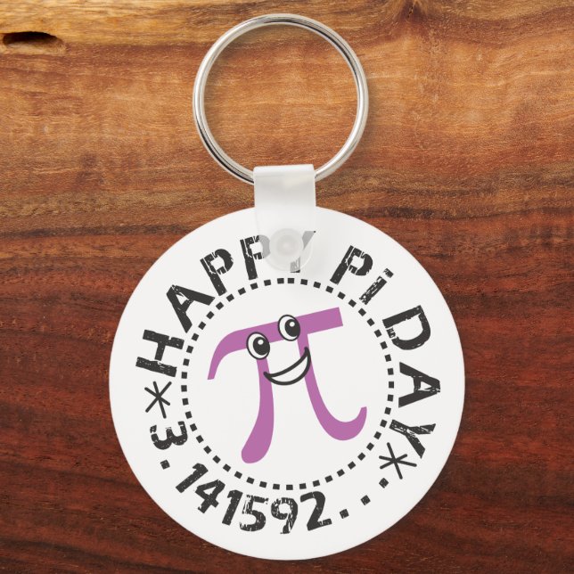 Cute Happy Pi Day Funny Purple Pi Symbol Keychain (Front)