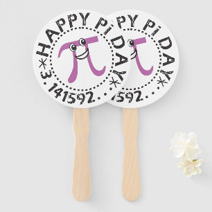 Cute Happy Pi Day © Pi Symbol Hand Fan