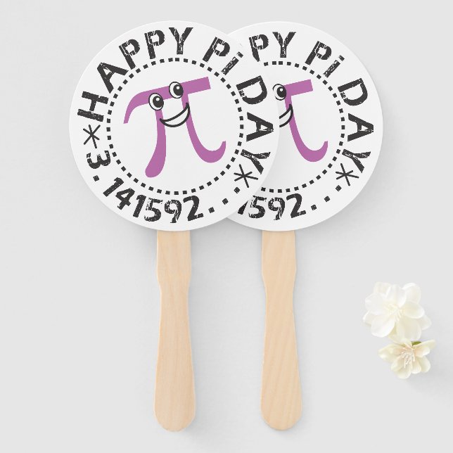 Cute Happy Pi Day © Pi Symbol Hand Fan (Front and Back)