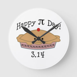Cute Happy Pi Day! Round Clock