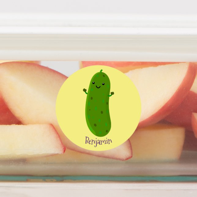 Cute happy pickle cartoon illustration (Affixed)