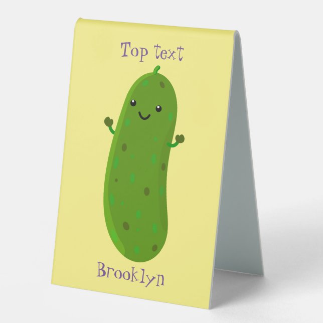 Cute happy pickle cartoon illustration (Front)