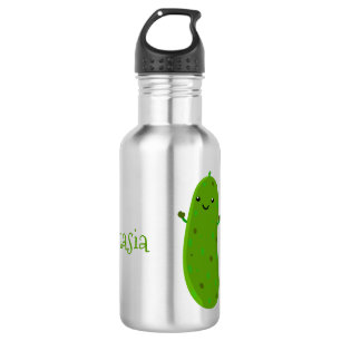Cute happy pickle cartoon illustration 532 ml water bottle