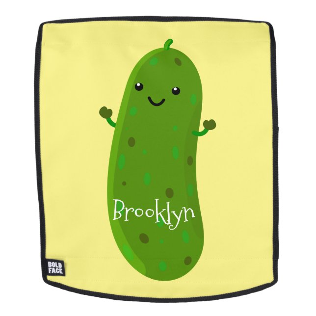 Cute happy pickle cartoon illustration backpack (Removable Face)