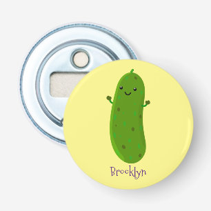Cute happy pickle cartoon illustration bottle opener