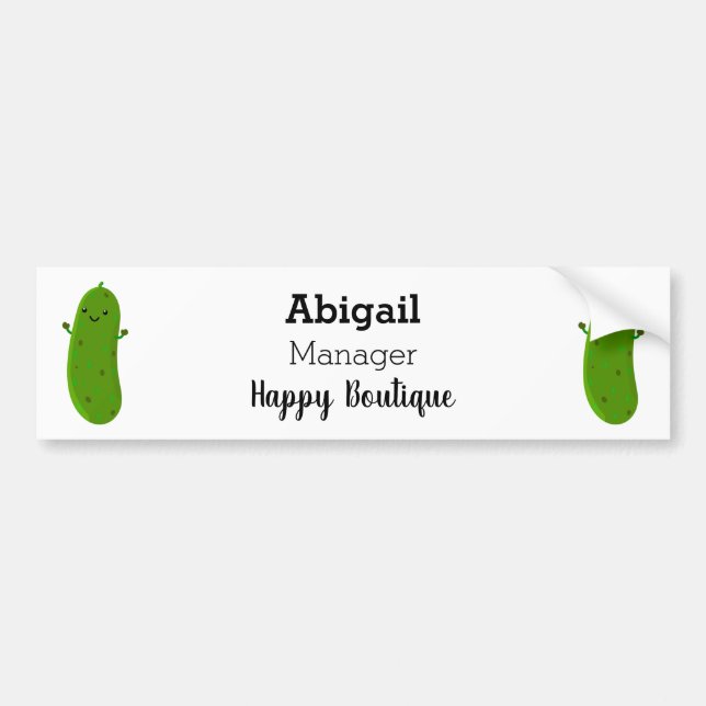Cute happy pickle cartoon illustration  bumper sticker (Front)