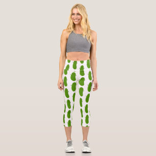 Cute happy pickle cartoon illustration capri leggings