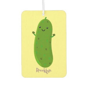 Cute happy pickle cartoon illustration  car air freshener