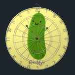 Cute happy pickle cartoon illustration dartboard<br><div class="desc">Happy and cool as a cucumber!</div>