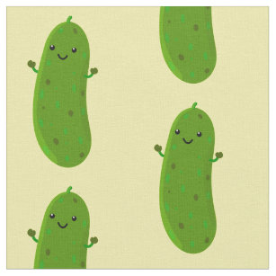 Cute happy pickle cartoon illustration fabric