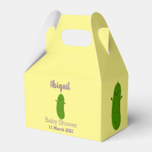 Cute happy pickle cartoon illustration favour box