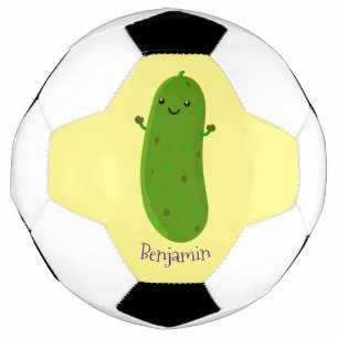 Cute happy pickle cartoon illustration football
