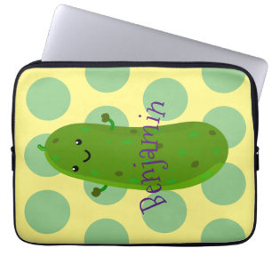 Cute happy pickle cartoon illustration laptop sleeve