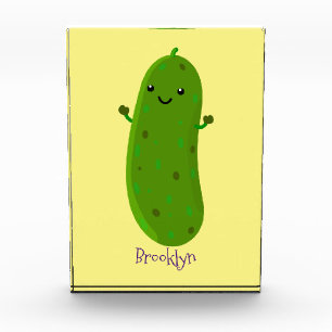 Cute happy pickle cartoon illustration photo block