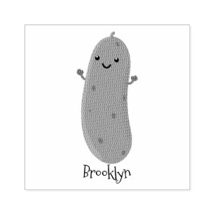 Cute happy pickle cartoon illustration rubber stamp