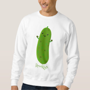 Cute happy pickle cartoon illustration sweatshirt