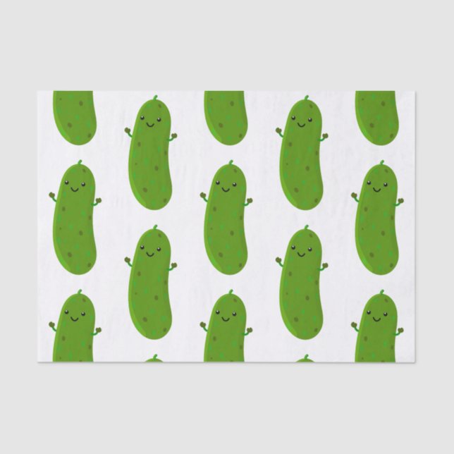 Cute happy pickle cartoon illustration tissue paper (Front)