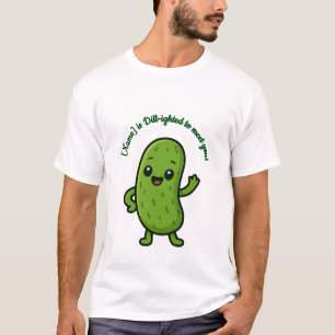 Cute Happy Pickle Kawaii Cartoon - Personalizable  T-Shirt