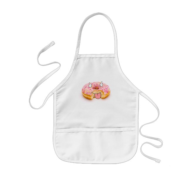 Cute happy pink doughnut character apron (Front)