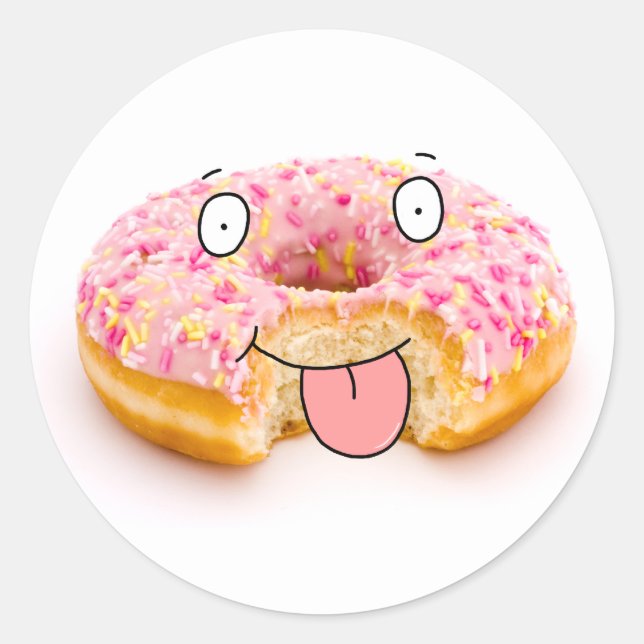 Cute happy pink doughnut character sticker (Front)