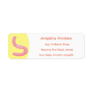 Cute happy pink earthworm cartoon