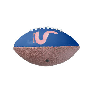 Cute happy pink earthworm cartoon american football
