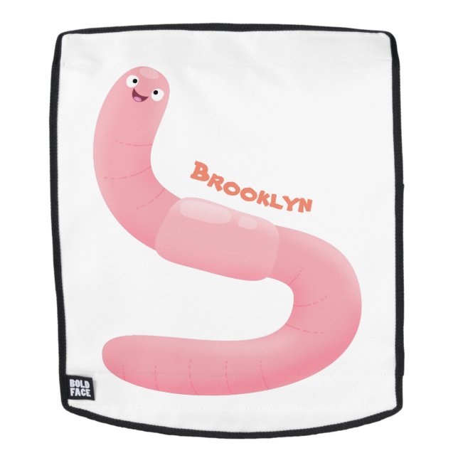Cute happy pink earthworm cartoon backpack (Removable Face)