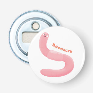 Cute happy pink earthworm cartoon bottle opener