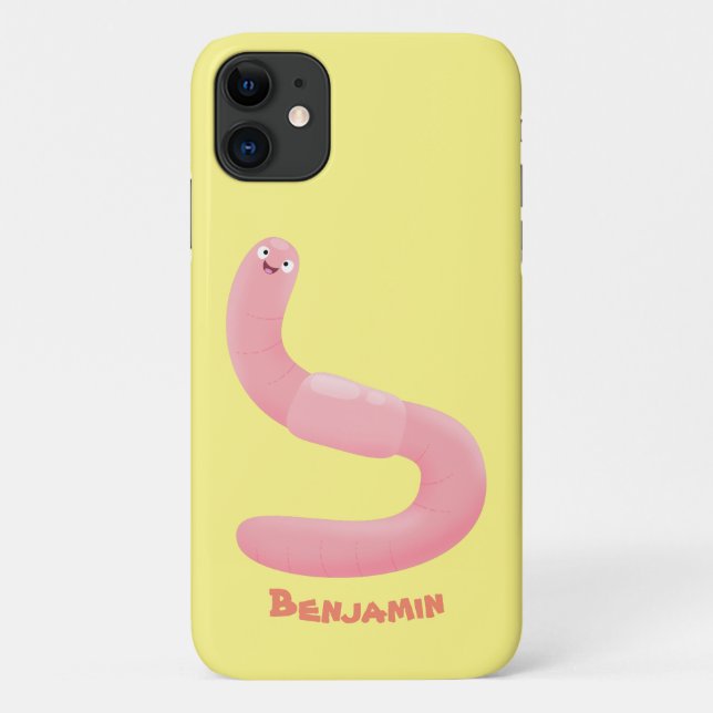 Cute happy pink earthworm cartoon Case-Mate iPhone case (Back)