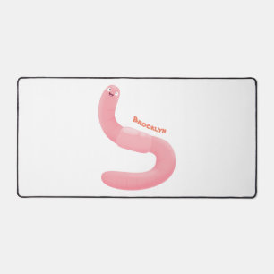 Cute happy pink earthworm cartoon desk mat